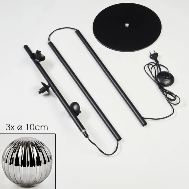 Lampadaire - Verre 10 cm Remaisnil Fumé, 3 lumières