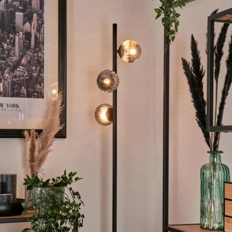 Lampadaire - Verre 10 cm Remaisnil Fumé, 3 lumières