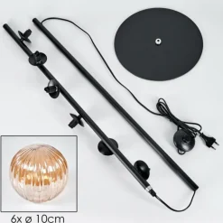 Lampadaire - Verre 10 cm Remaisnil Ambre, 6 lumières