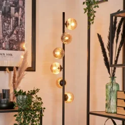 Lampadaire - Verre 10 cm Remaisnil Ambre, 6 lumières