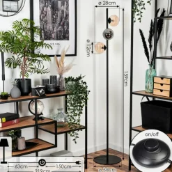 Lampadaire - Verre 12 cm Remaisnil Noir, 3 lumières