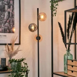 Lampadaire - Verre 12 cm Remaisnil Noir, 3 lumières