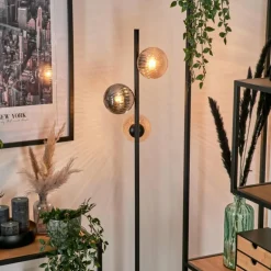 Lampadaire - Verre 12 cm Remaisnil Noir, 3 lumières