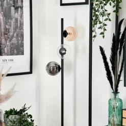 Lampadaire - Verre 12 cm Remaisnil Noir, 3 lumières