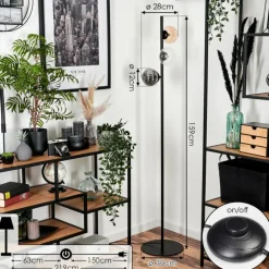 Lampadaire - Verre 12 cm Remaisnil Noir, 3 lumières