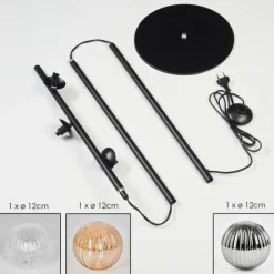 Lampadaire - Verre 12 cm Remaisnil Noir, 3 lumières