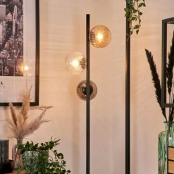 Lampadaire - Verre 12 cm Remaisnil Noir, 3 lumières