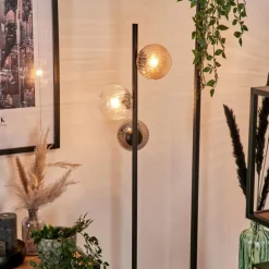 Lampadaire - Verre 12 cm Remaisnil Noir, 3 lumières