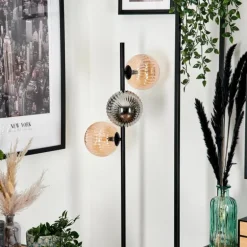 Lampadaire - Verre 15 cm Remaisnil Noir, 3 lumières