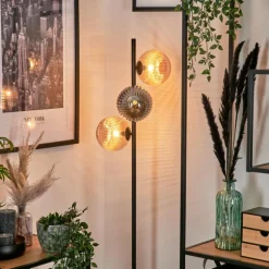 Lampadaire - Verre 15 cm Remaisnil Noir, 3 lumières