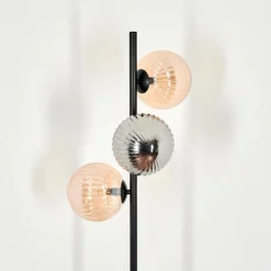 Lampadaire - Verre 15 cm Remaisnil Noir, 3 lumières