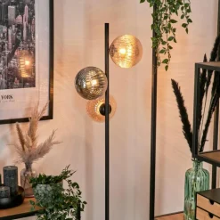 Lampadaire - Verre 15 cm Remaisnil Noir, 3 lumières