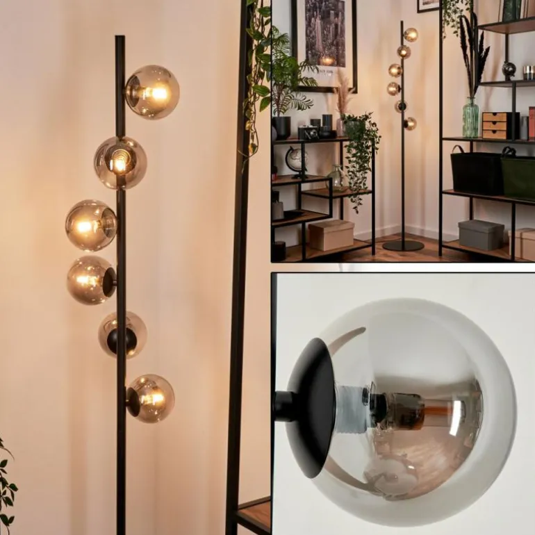 Lampadaire - Verre Remaisnil Noir, 6 lumières