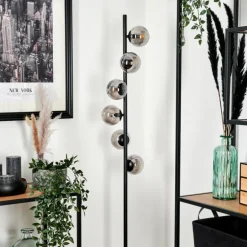 Lampadaire - Verre Remaisnil Noir, 6 lumières