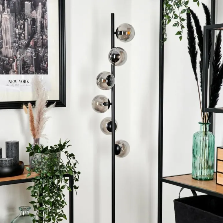 Lampadaire - Verre Remaisnil Noir, 6 lumières