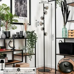 Lampadaire - Verre Remaisnil Noir, 6 lumières