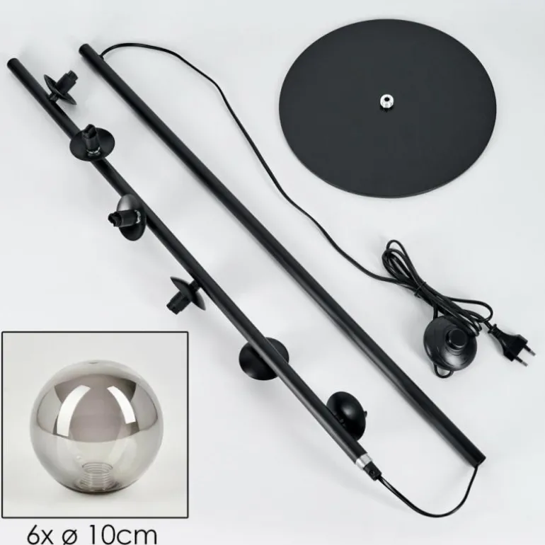 Lampadaire - Verre Remaisnil Noir, 6 lumières