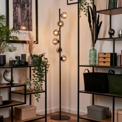 Lampadaire - Verre Remaisnil Noir, 6 lumières