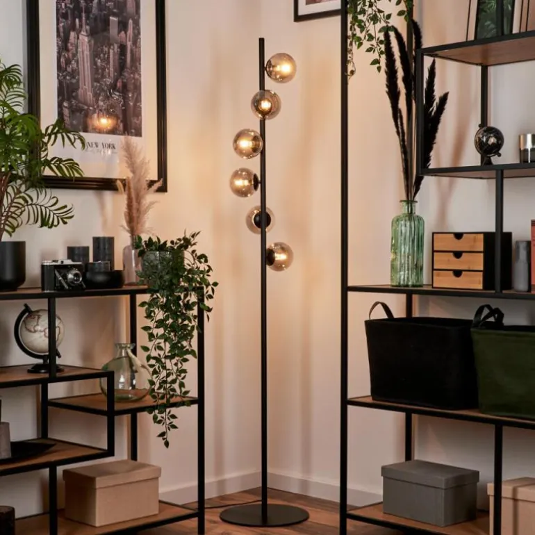 Lampadaire - Verre Remaisnil Noir, 6 lumières