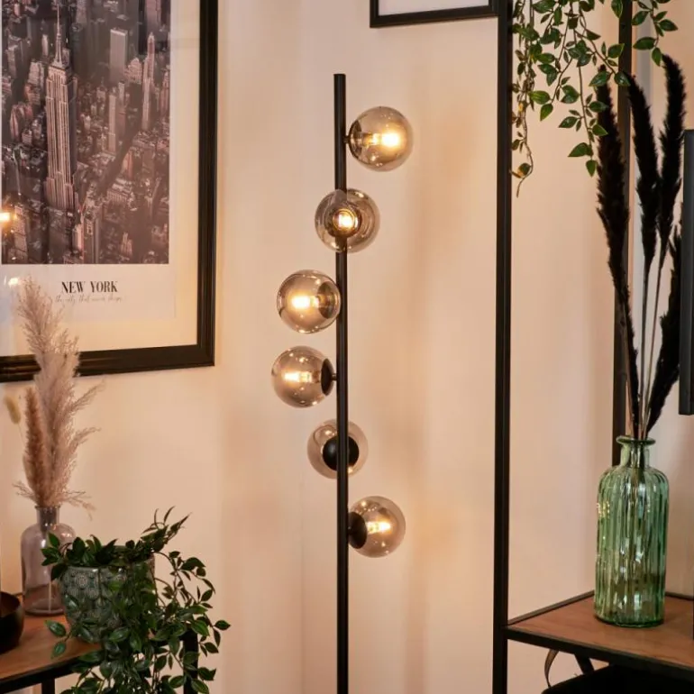 Lampadaire - Verre Remaisnil Noir, 6 lumières
