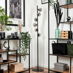 Lampadaire - Verre Remaisnil Noir, 6 lumières