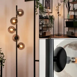 Lampadaire - Verre Remaisnil Noir, 5 lumières