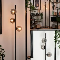 Lampadaire - Verre Remaisnil Noir, 3 lumières