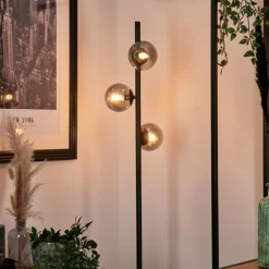 Lampadaire - Verre Remaisnil Noir, 3 lumières