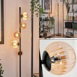 Lampadaire - Verre Remaisnil Ambre, 5 lumières