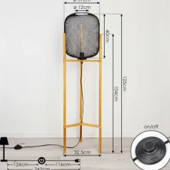 Lampadaire Ateponta Bois clair, Noir, 1 lumière