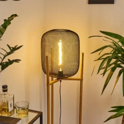 Lampadaire Ateponta Bois clair, Noir, 1 lumière