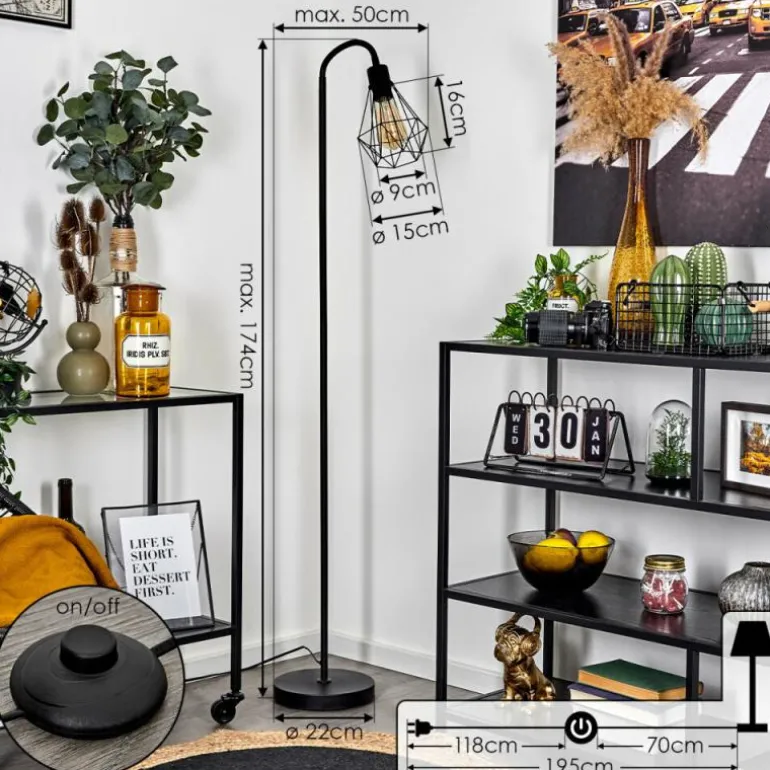 Lampadaire Baguio Noir, 1 lumière