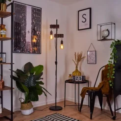 Lampadaire Barbengo Rouille, Noir, 2 lumières