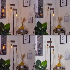 Lampadaire Barbengo Rouille, Noir, 2 lumières