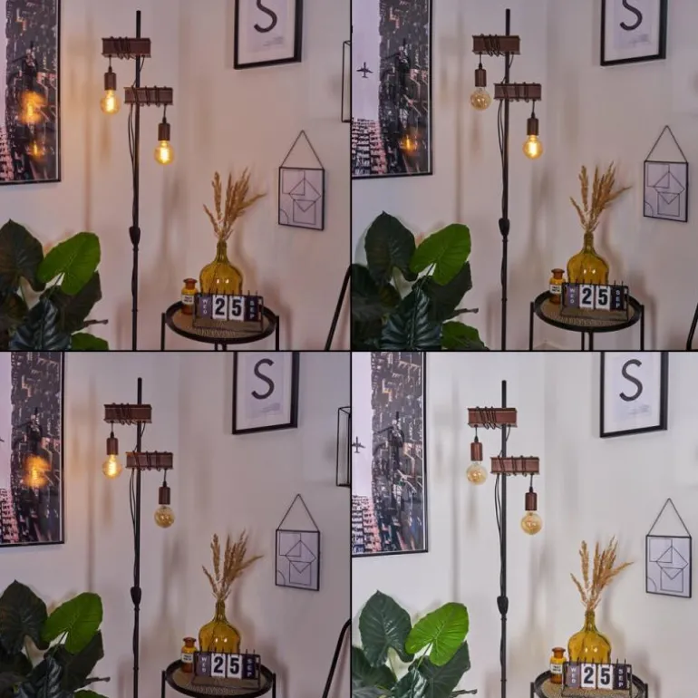 Lampadaire Barbengo Rouille, Noir, 2 lumières