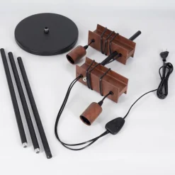 Lampadaire Barbengo Rouille, Noir, 2 lumières