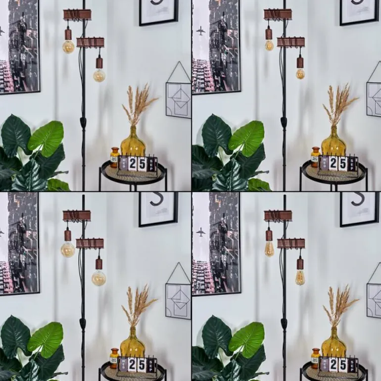 Lampadaire Barbengo Rouille, Noir, 2 lumières