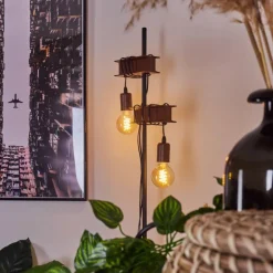 Lampadaire Barbengo Rouille, Noir, 2 lumières