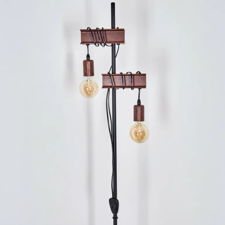 Lampadaire Barbengo Rouille, Noir, 2 lumières