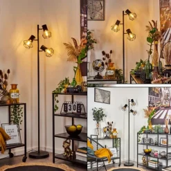 Lampadaire Bardhaman Noir, 3 lumières