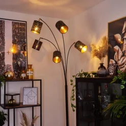 Lampadaire Bathinda Noir, 5 lumières