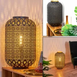 Lampadaire Blanes Noir doré, 1 lumière