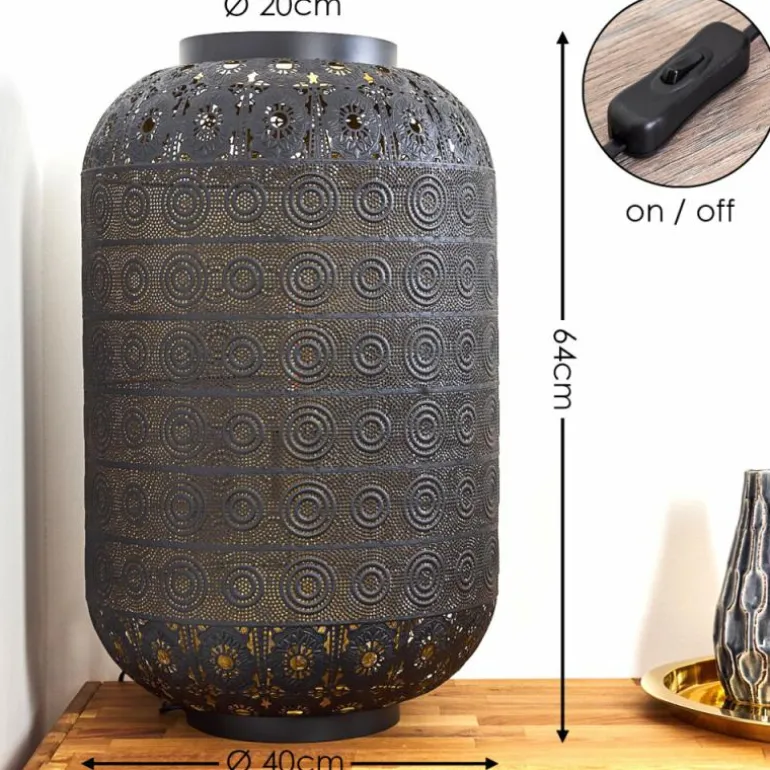 Lampadaire Blanes Noir doré, 1 lumière