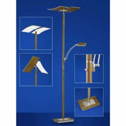 Lampadaire B-Leuchten DUO LED Bois foncé, Nickel mat, 2 lumières