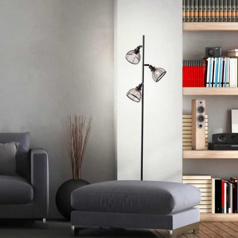 Lampadaire Brilliant Avia Écru, Noir, 3 lumières