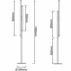 Lampadaire Brilliant Cembalo LED Brun, Noir, Argenté, 3 lumières