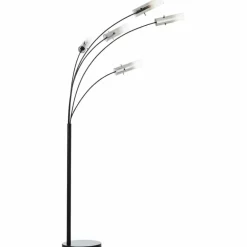 Lampadaire Brilliant Glasini Noir, 5 lumières