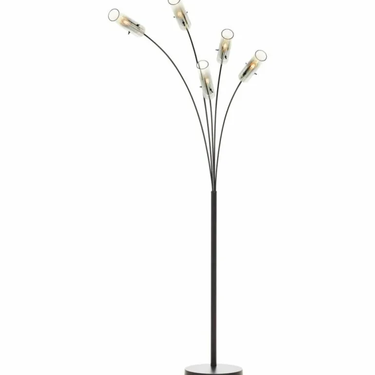 Lampadaire Brilliant Glasini Noir, 5 lumières