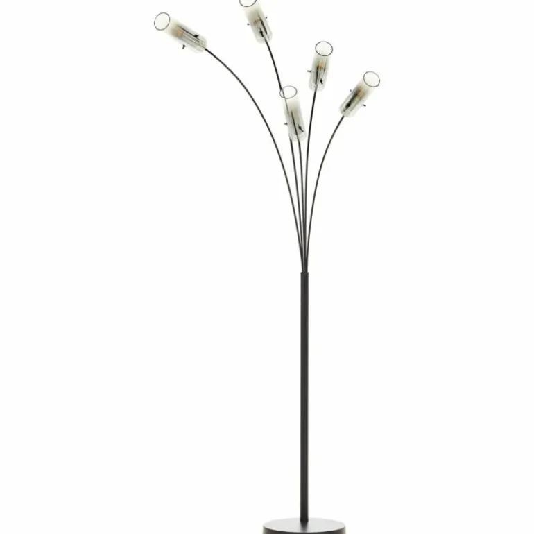 Lampadaire Brilliant Glasini Noir, 5 lumières