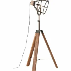 Lampadaire Brilliant Matrix Anthracite, Bois foncé, 1 lumière